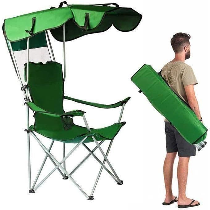Chaise pliante avec parasol idéale pour le camping et la plage