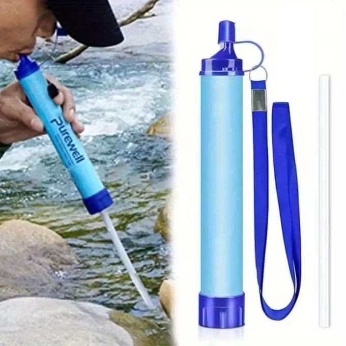 Filtre à eau d'extérieur Portable 4 Niveaux – Filtre à Eau de Survie 0,01 Micron pour Randonnée, Camping, Urgence & Voyage